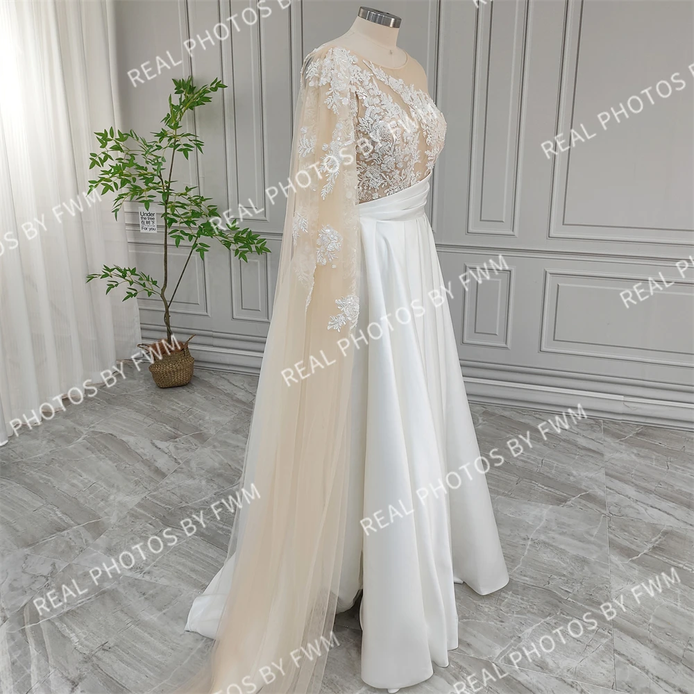 100%Real Photos High Quality Beaded Sequined Applique A-line Satin Wedding Dress Elegant Women Ball Gown Bride Dress For Wedding