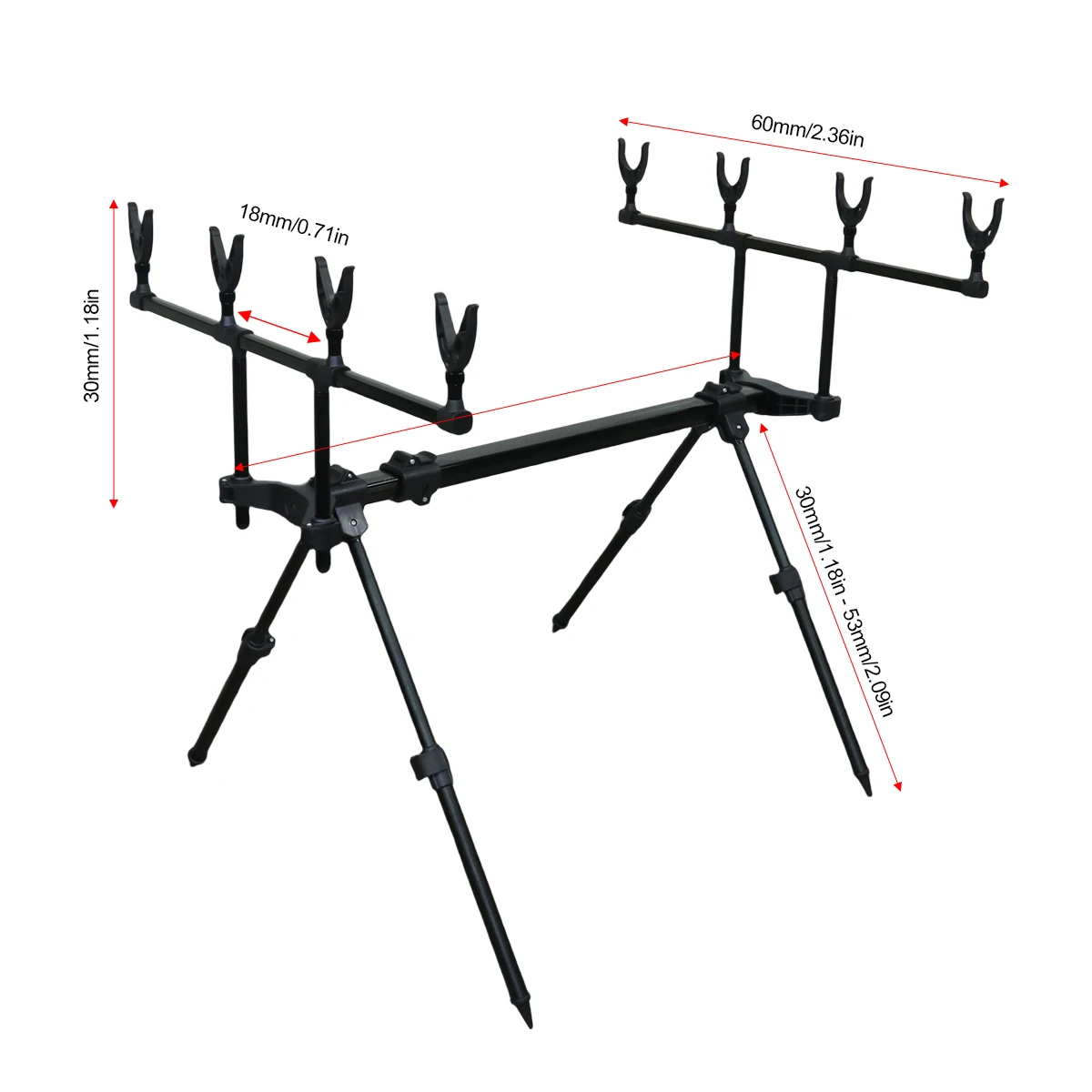 High Quality Adjustable 3 Rod 4 Rod Aluminum Rod Holders With Bag For Carp Fishing Tackle