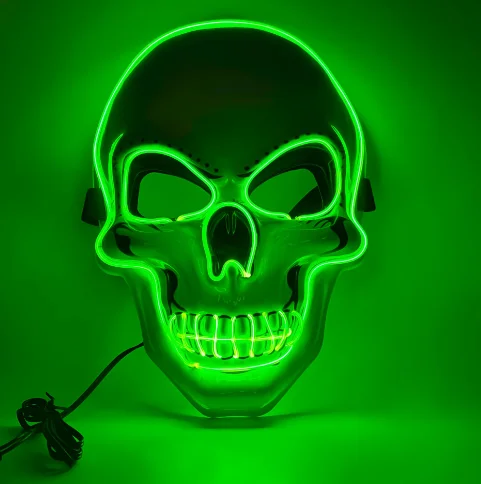 Hot Selling Flashing White EL Wire Skeleton Mask for Halloween Party