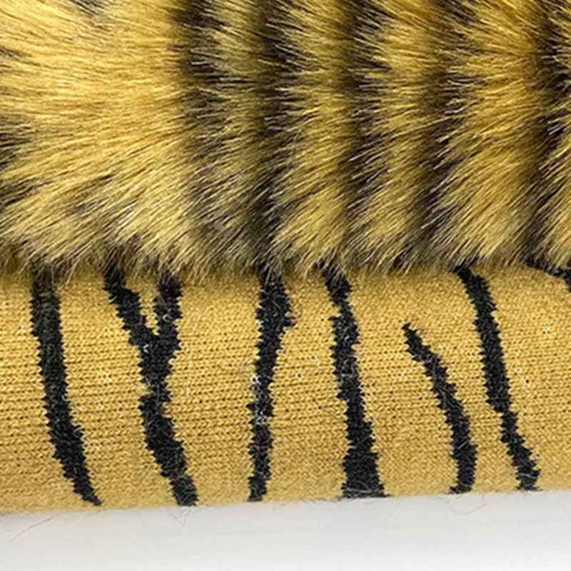 Hot Selling Wholesale Special Print Tiger Stripes Long Pile Faux Fox Fur Fabric