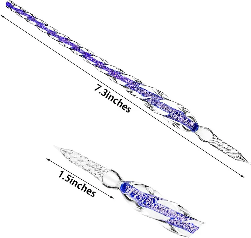 Meihui Art 13pcs Glass Dip Pen Crystal Pen Retro Carving Glass Pen for Signatures Gift Cards Writing Calligraphy