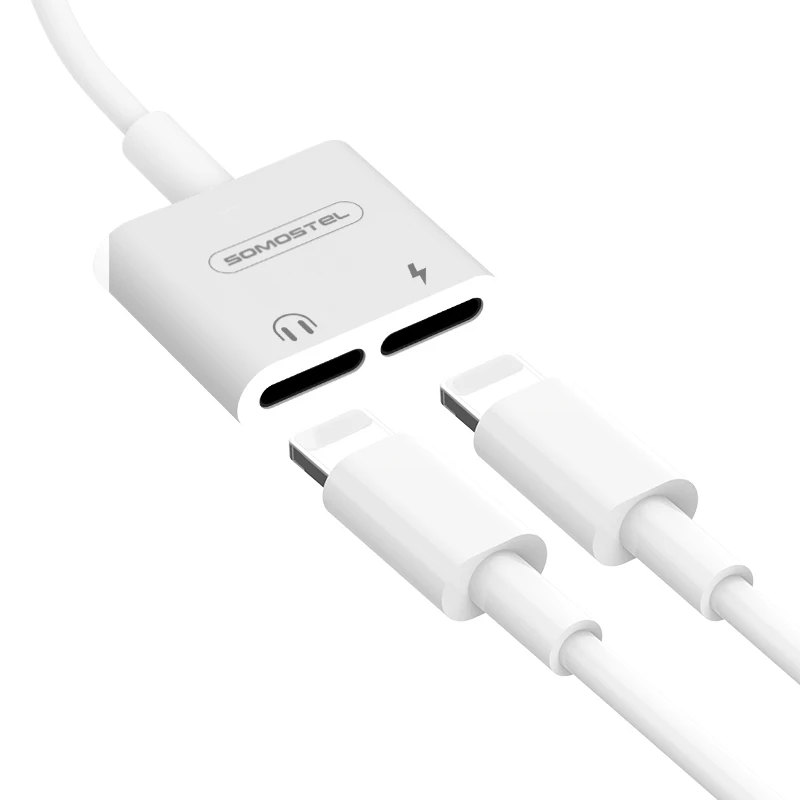 SOMOSTEL Dual Aux Audio Charger Earphone Adapter SMS-BZ05 For iPhone Audio Converter Aux Adapter High Quality Voice