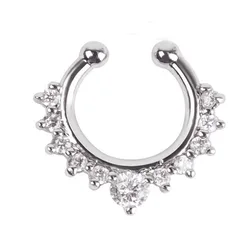 Stainless Steel Non Pierced Clip On Hoop Lip Ear Septum Fake Nose Ring