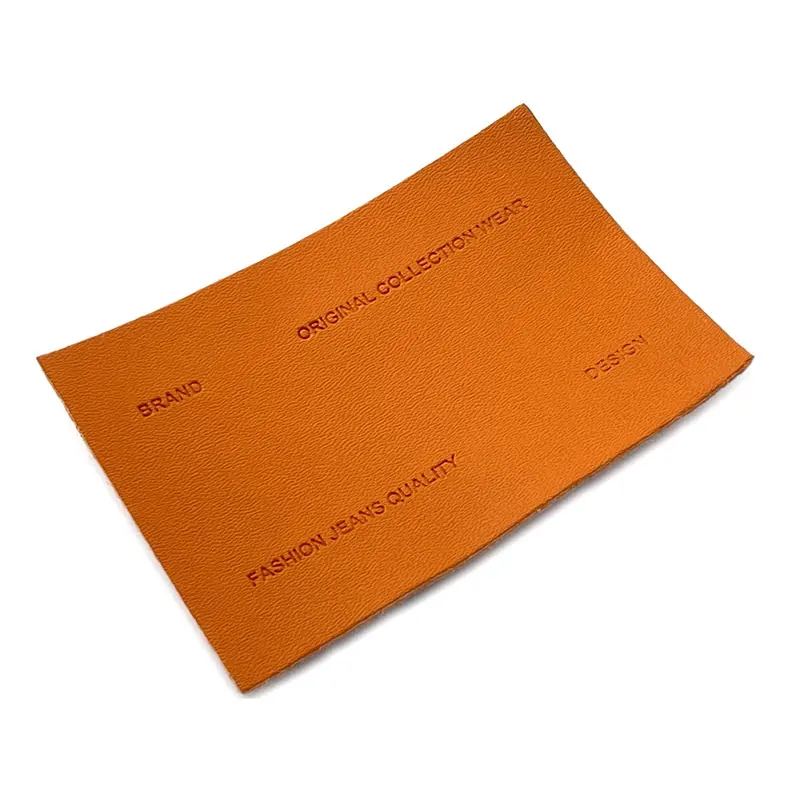 Soft Bag Handmade Faux Suede Denim Custom Sewing Tag Blue Blank Pu Leather Patch With Stamp Deboss