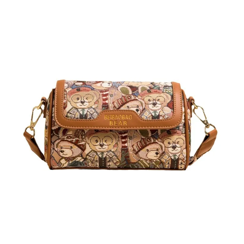 2024 High quality design Cartoon Bear fashion shoulder Bag for women Korean Crossbody small round bag