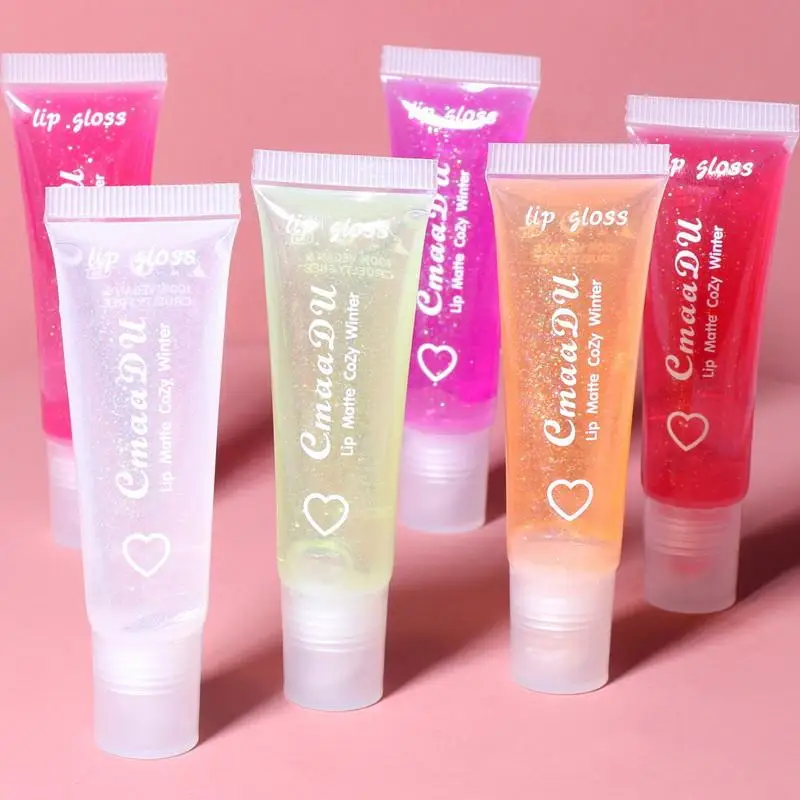 Sample Free Wholesale Squeeze Pink Lip Gloss Bulk Private Label Clear Glitter Lip Gloss