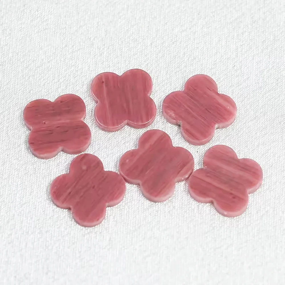 Natural Rhodonite Gems Rose quartz flat cutting four leaf clover customized Wholesale High quality Rhodonite gems