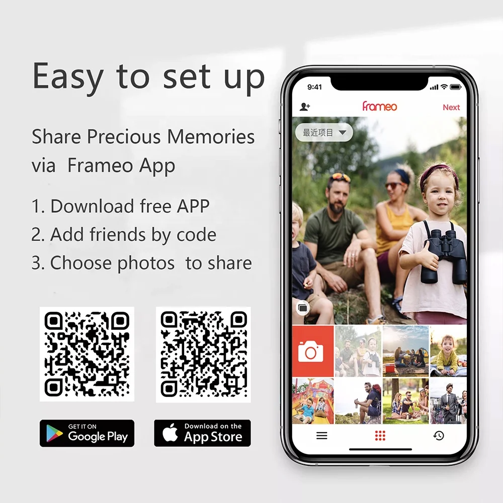 Hd ips wifi frameo app 10 inch lcd digital picture frame