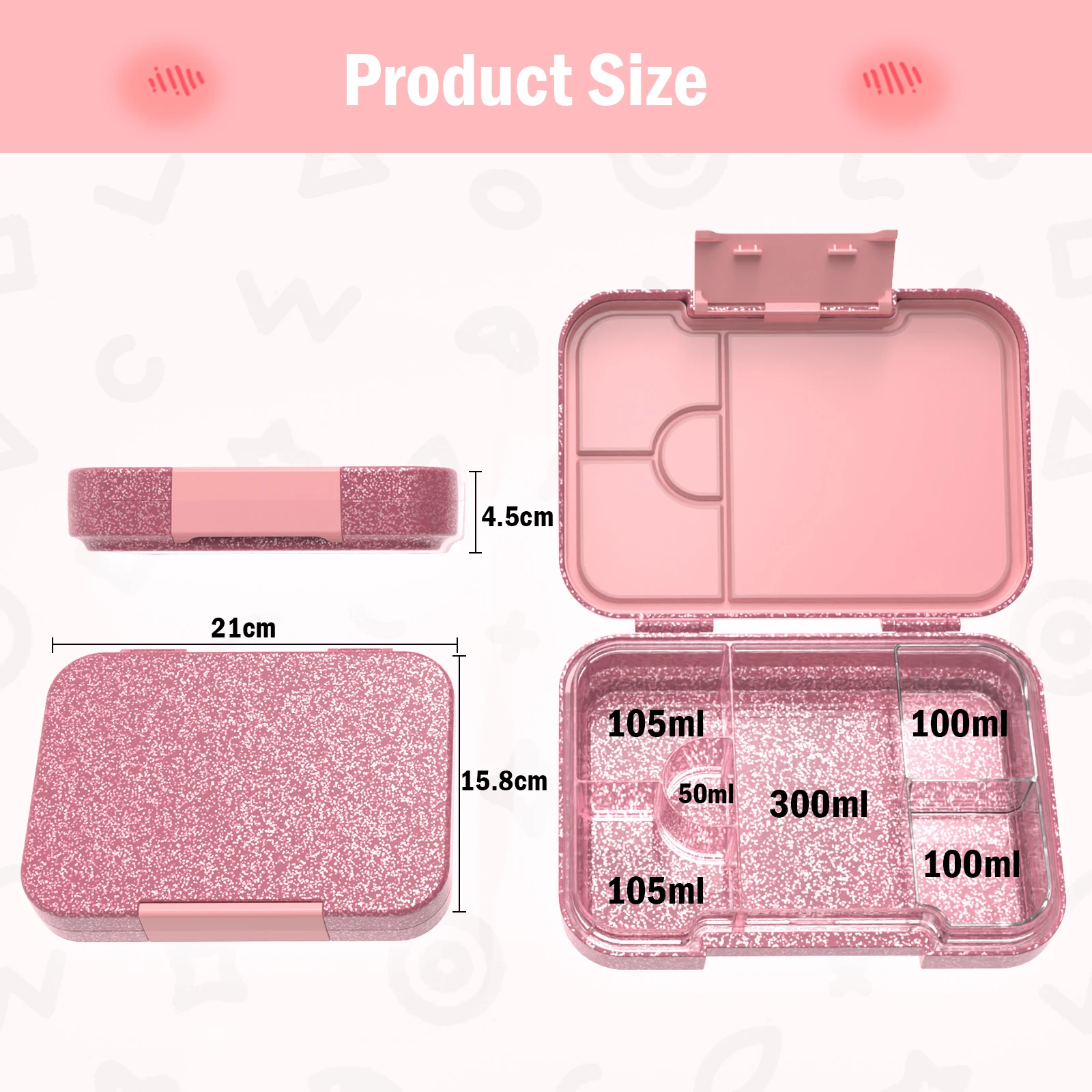 AOHEA Kids Leak-Proof Bento Lunch Box for School and Small Meals, Easy-Open Latch, Dishwasher Safe, BPA-Free, Ideal for Ages 3+