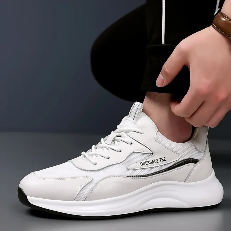 New Leather Breathable Comfortable Wear-resistant Sports Shoes Fashion All-in-one Increase Platform Casual