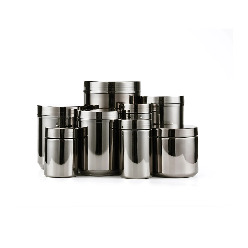RTCO hdpe metallized jar protein plastic chromed containers