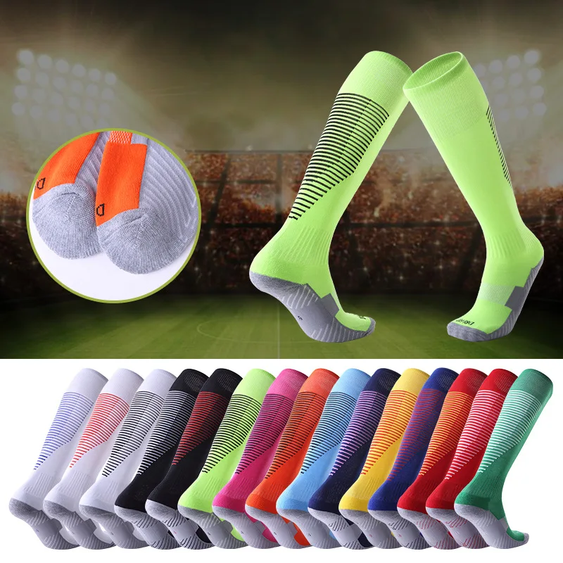 Fashion Cotton Football In Stock Soccer Custom Logo Knee Long Sport Socks