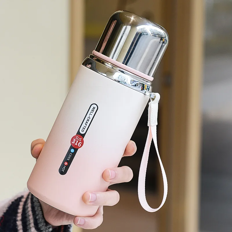 Gradient vacuum 316 stainless steel thermos cup Business advertising Gift water bottle  outdoor portable kettle office work cup