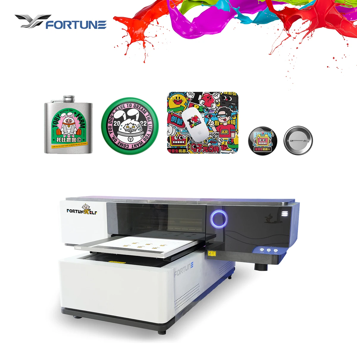 6090 UV flatbed printer with i3200 printer head phone case pvc card bottle golf ball uv printing machine