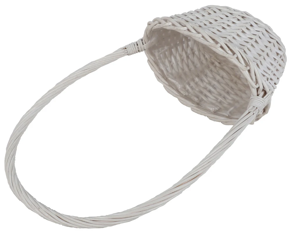 Woven Flower Organizer Basket Storage Flower Arrangement Basket Rattan Weaving Pastoral Style Room Decor ( Oval White )