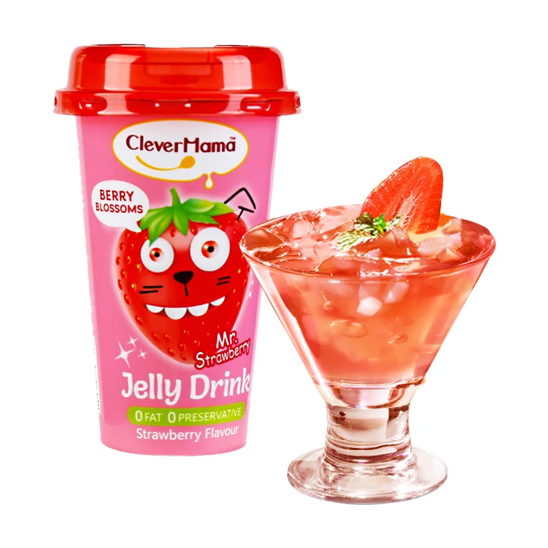 Clever Mama 120g Wholesale  Low Fat Strawberry Juice Jelly Halal Jelly Drink Fruit Jely Zero Gelatina Jeli
