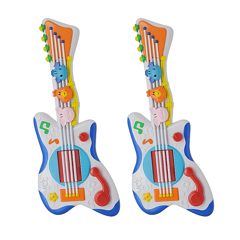 
children battery operated plastic cartoon mini educational musical boy instrument electric guitar gift toy for kids 