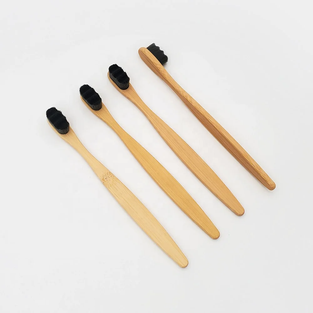 Ultra soft 10000 bristle natural degradable bamboo flat shape grace toothbrush for oral care