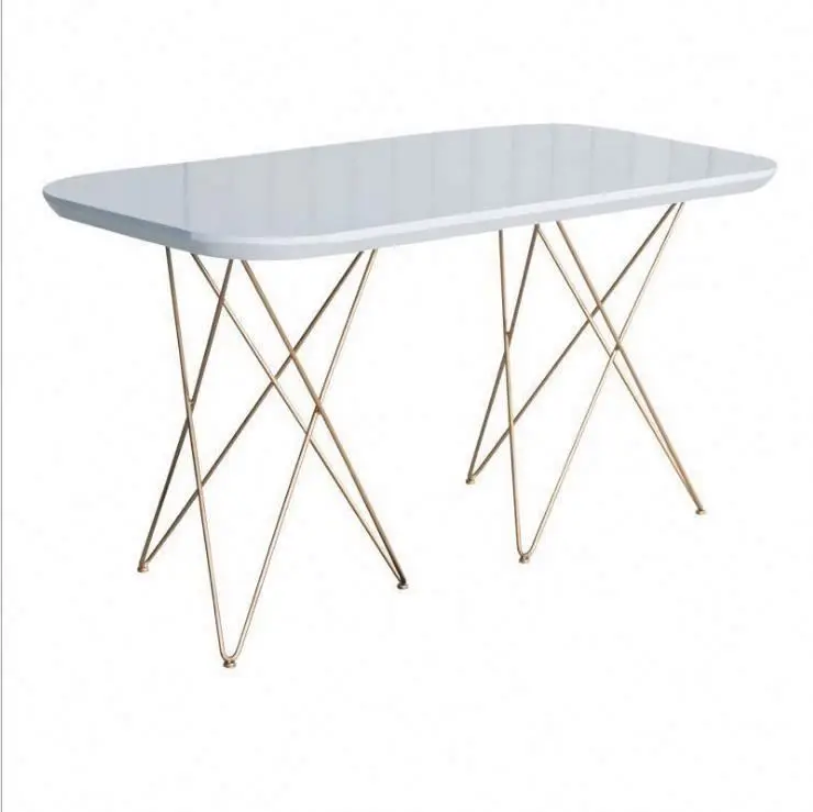 
Nordic modern simple cheap rectangular tables and chairs combination with metal legs hotel marble coffee dining table 