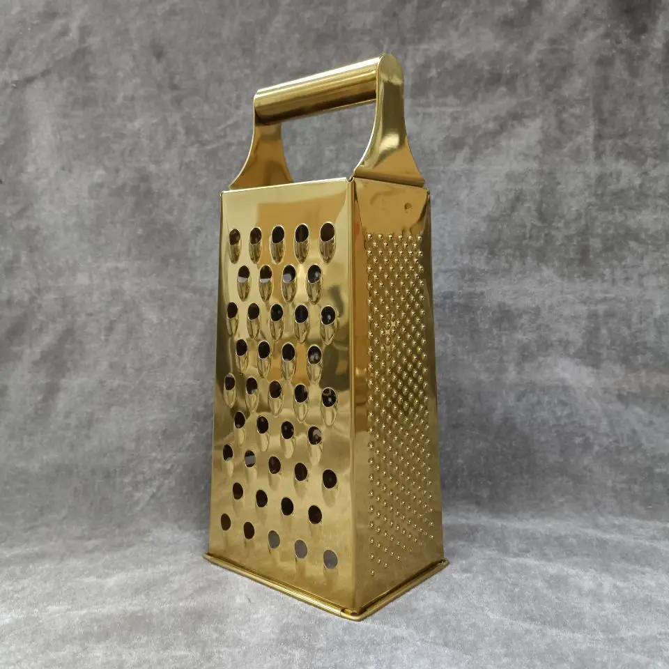 Parmesan Cheese Grater, Vegetables Ginger Grater Kitchen Grater Stainless Steel Zester with 4 Sides Gold Color
