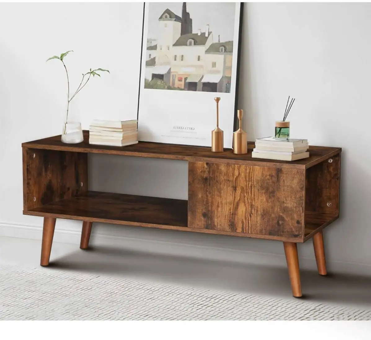 New design wooden coffee table wire coffee table with metal frame living room furniture 2 tier