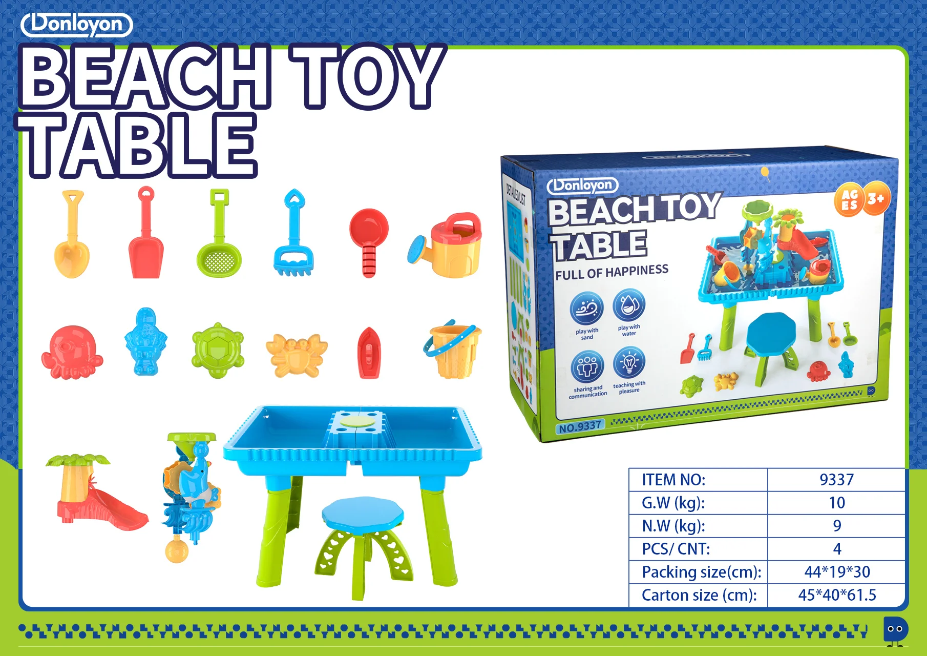 Hot sale High Quality Plastic Summer Beach Outdoor Toy Bucket Tool Set Play Sand Game Sand Beach Table Set Toys