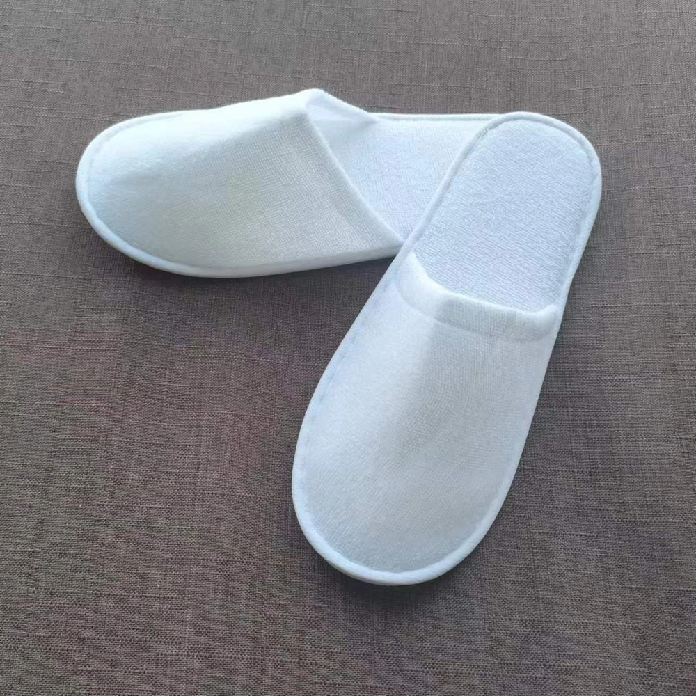 Cheap Closed  Toe White Terry  Disposable Hotel slippers