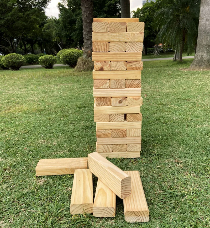 Outdoor Yard Lawn Game Wooden Tumbling Tower Blocks Toy with Wooden Case Jumbo Games