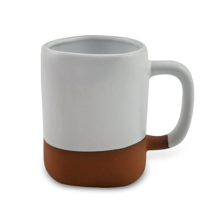 Terracotta Mug portable Reactive Glaze With Exposed Clay Color Irregular Ceramic Wholesale Milk Mug  Novelty Design Coffee Mug