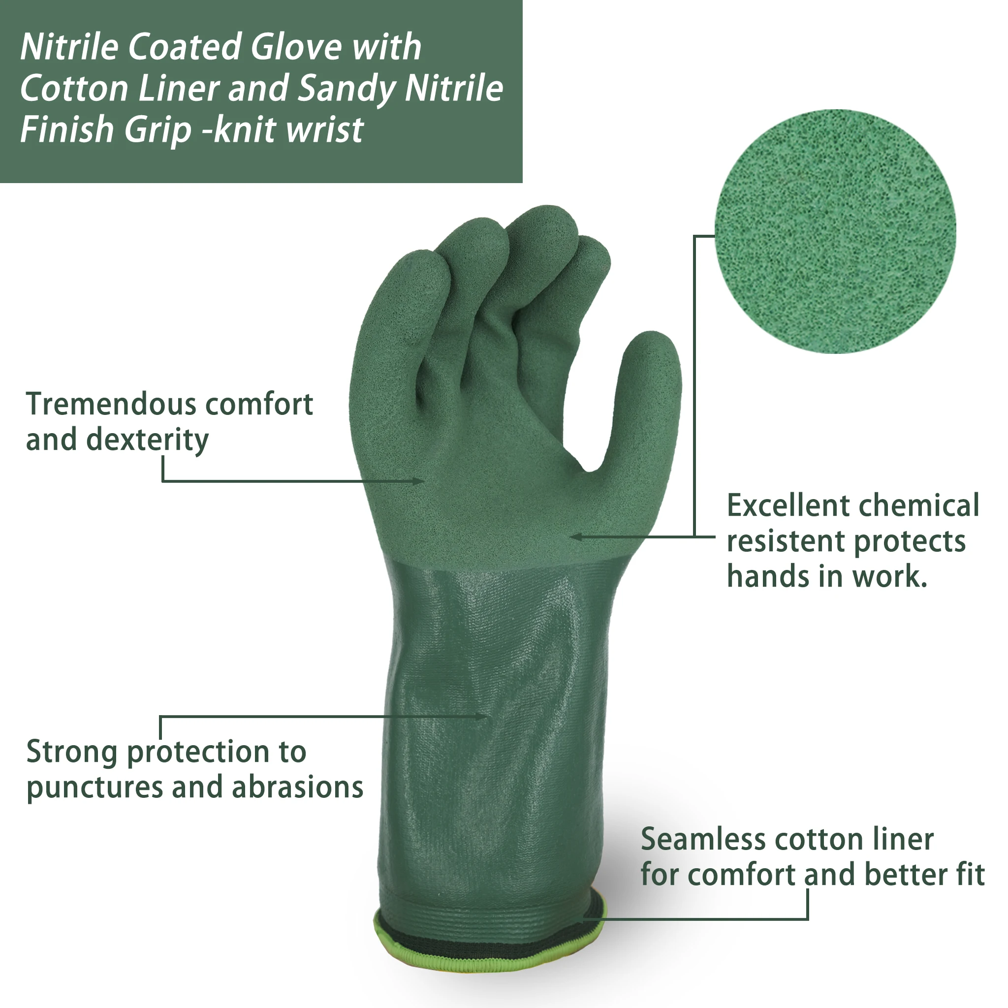 SKYEE hot sale nitrile polyester chemical resistant anti cut work protection distributor safety working gloves for industrial