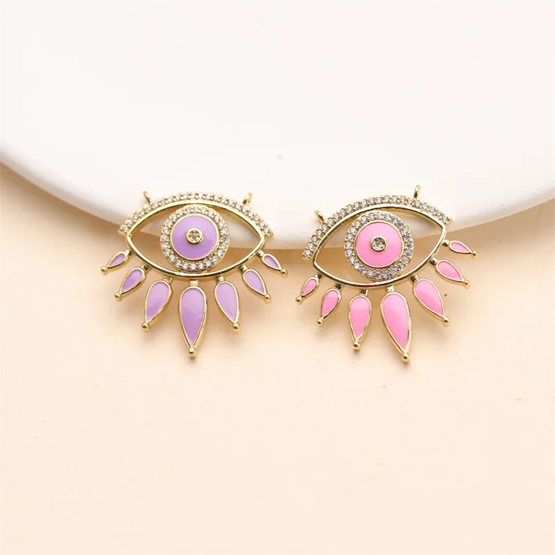 Fashion Bohemia Style Eye Enamel Pendant Brass Gold Plated Necklace Jewelry For Women Girls Children