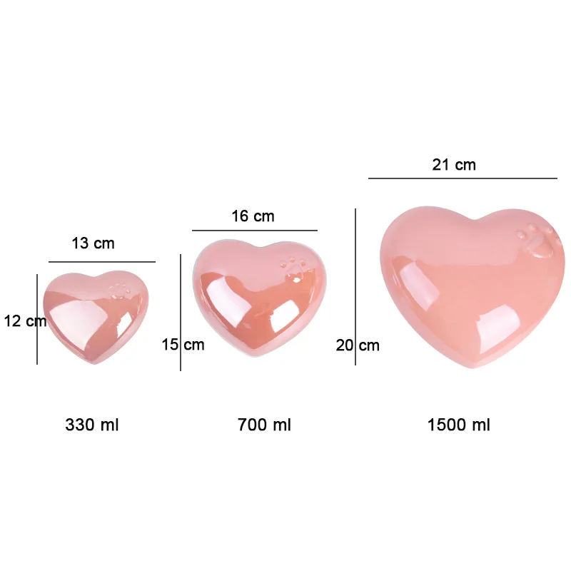 Urna para mascotas wholesale cremation urns for pets heart shaped ceramic cremation ashes keepsake heart urn pet