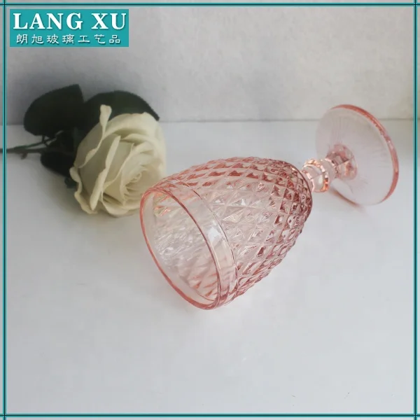 LANGXU thick stem heavy banquet colored pink-water-goblets wine beer glass champagne flutes for restaurant