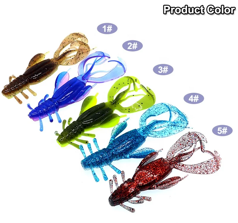 C 20PCS Fishing Lures Bass Fishing Jig Trailers Soft Plastic Shrimp Creature Crawdad Baits Kit