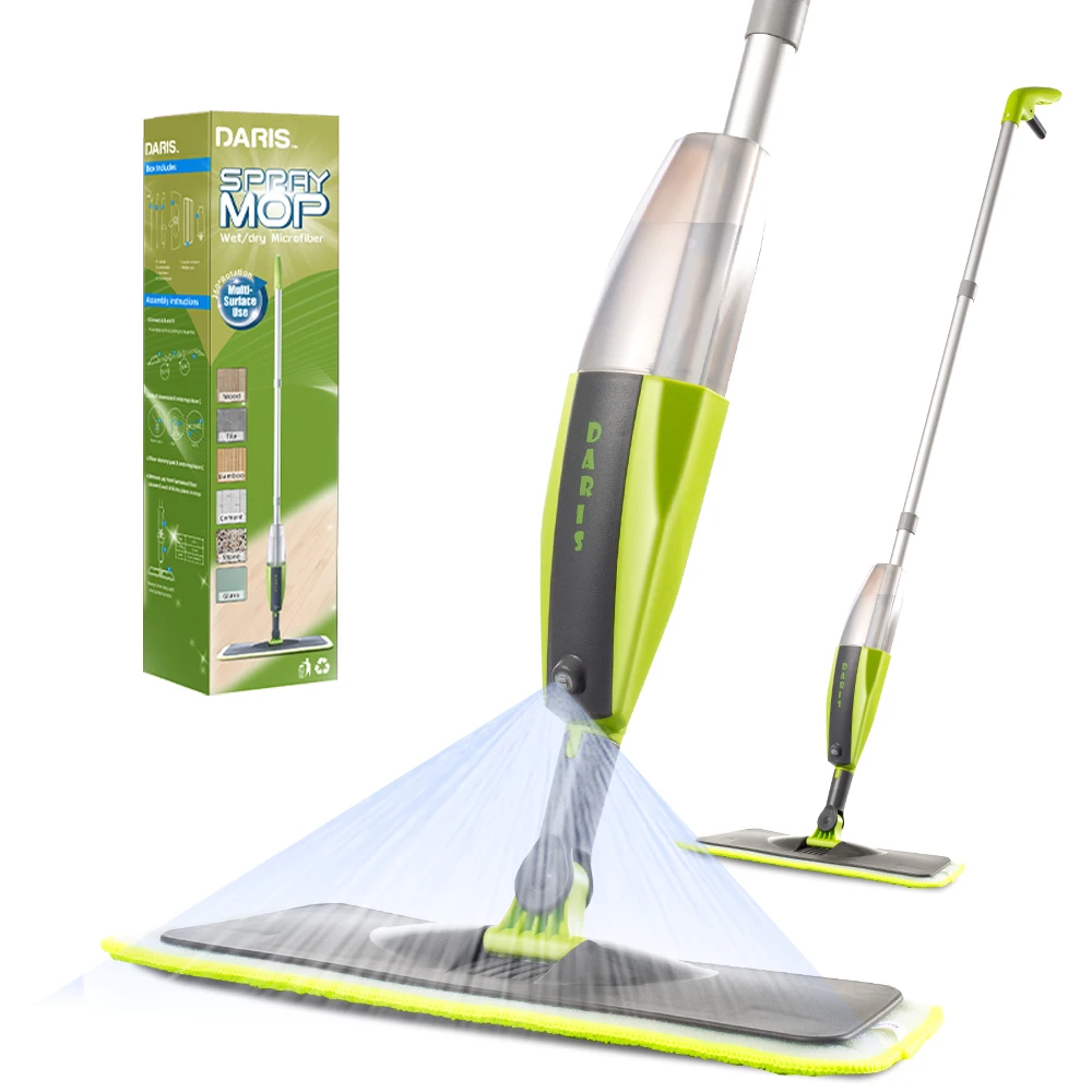 DARIS Easy Clean Magic Microfiber Mops Cleaning Spray Floor Mop with Aluminium Long Handle