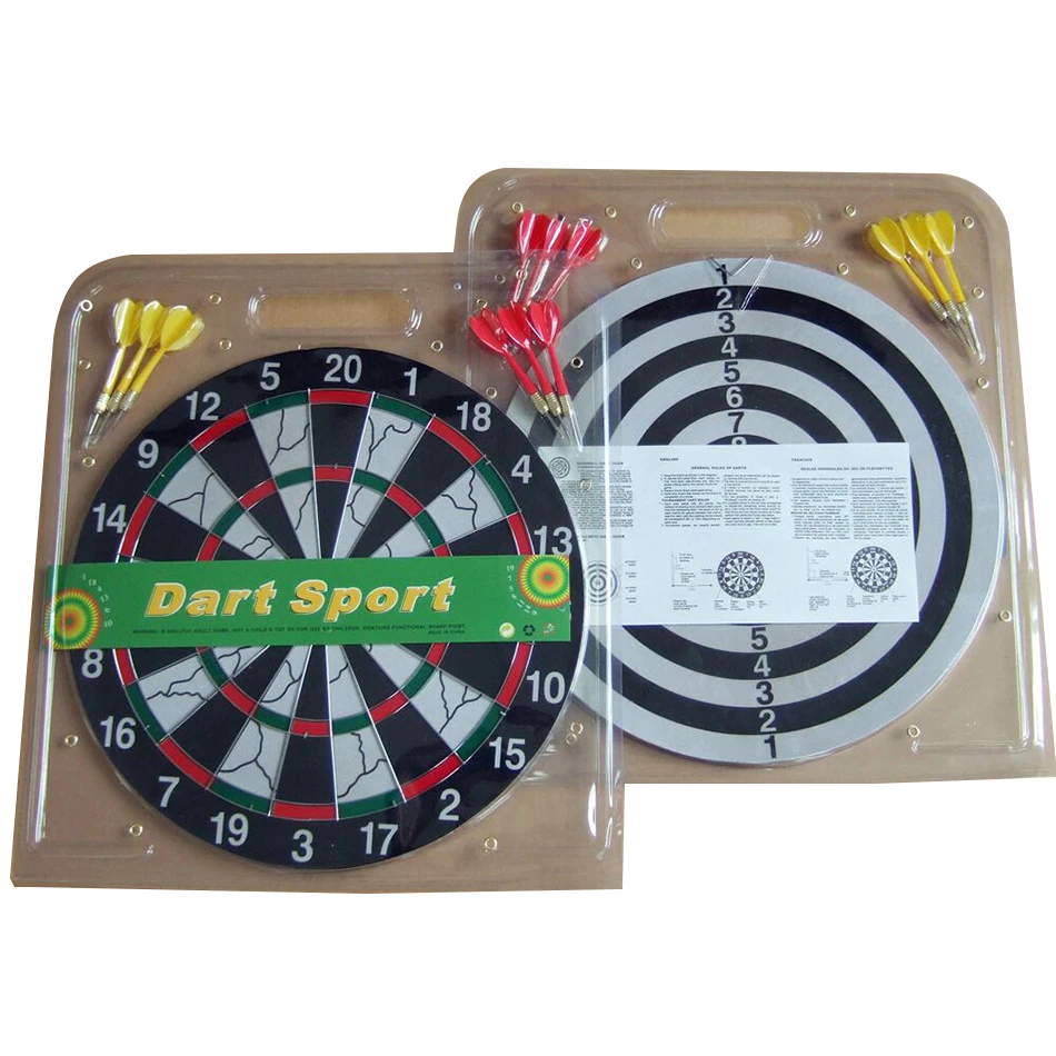 Double-Sided Dart Board Set Paper Flocking 12inch 15inch 17inch Classic Style Dartboard with 6pcs Darts for Indoor party game