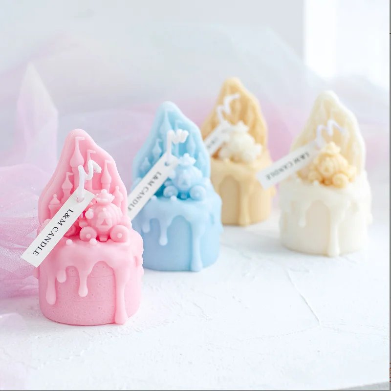New Smokeless birthday Strawberry cheese cake modeling candles Girl birthday Christmas gift candle Cake shaped candles