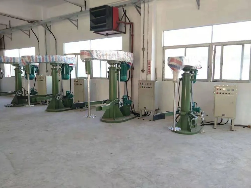 Liquid and solid double shaft disperser and  industrial paint mixer