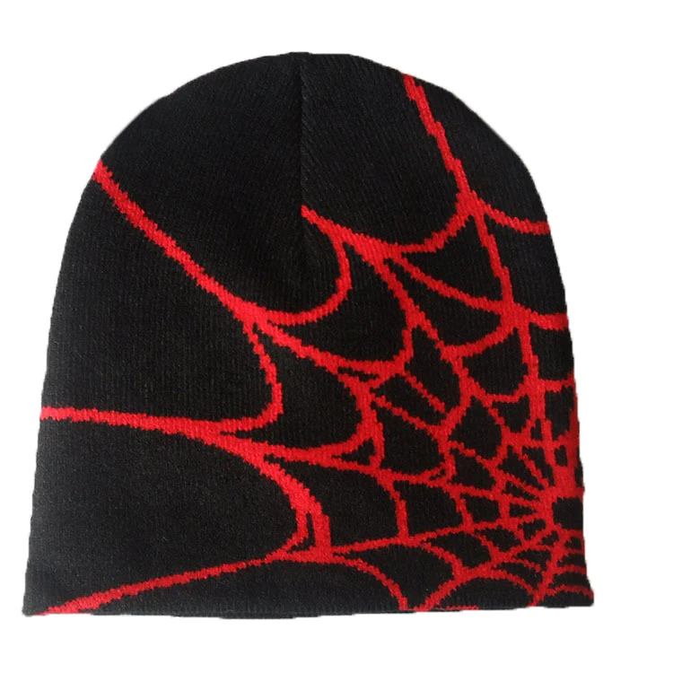 Autumn Winter Knitted Beanie Hats Women Men Halloween Trendy Warm Spider Cobweb Jacquard Beanies Hip Hop Hats Caps Wholesale