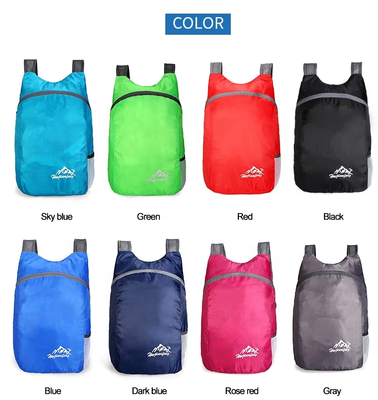 Lightweight Packable Backpack bright color Foldable ultralight Outdoor Folding Handy Travel Daypack Bag for men women