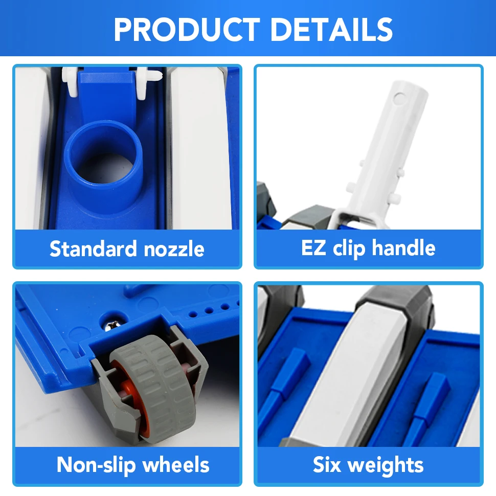 Deluxe 19in pool vacuum head flexible swimming pool vacuum cleaner head with fishtail EZ clip handle