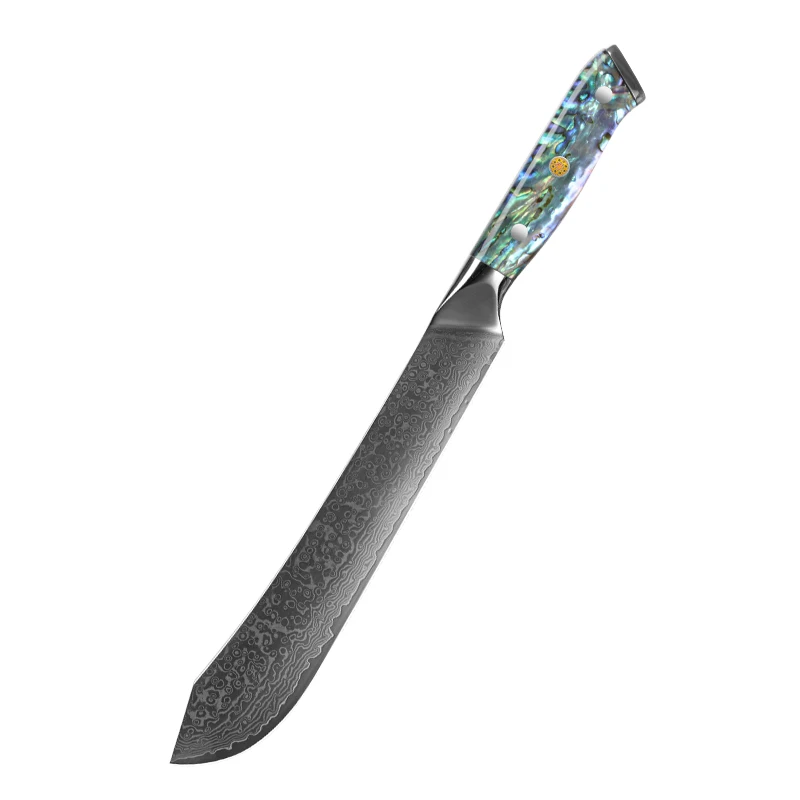 china goods wholesale 67 story damascus Steel yangjiang knife with carbon fiber gold foil handle