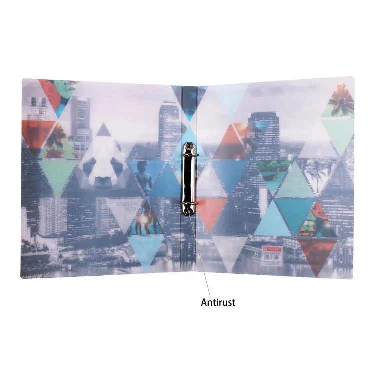 Printed hardcover PP cover ring binder custom office folder