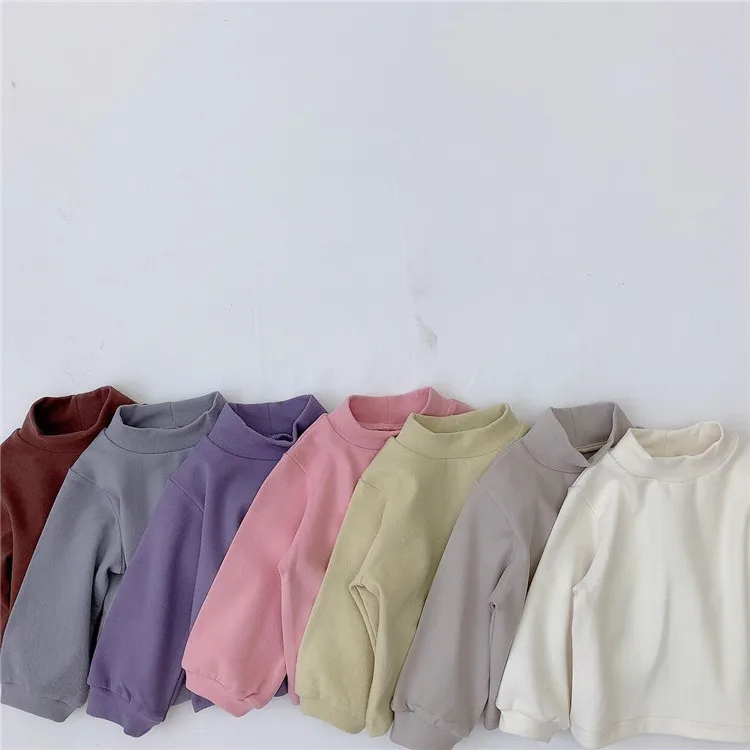 
Winter new baby velvet heating underwear thickened warm long sleeve solid color bottoming shirt 