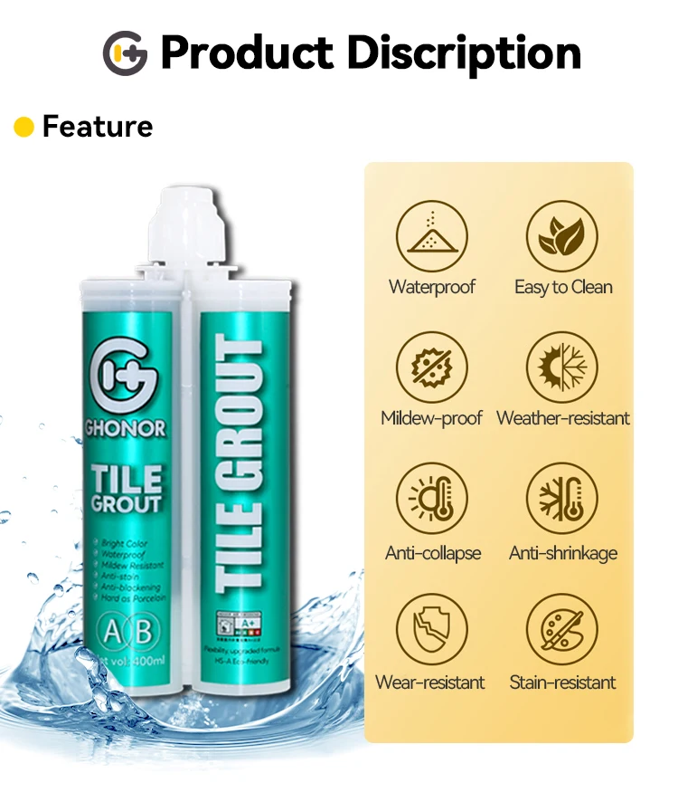 Foshan Manufactures 2-Component Mix Grey Floor Ceramic Tile Epoxy Resin Grout Glue Filler Price Best