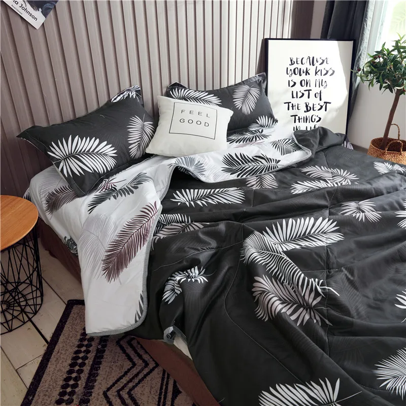 Plant Floral Printed Quilts Summer Used Thin Air-conditioned Comforter Queen Size Colcha Duvets Single Bedspread for Single Bed