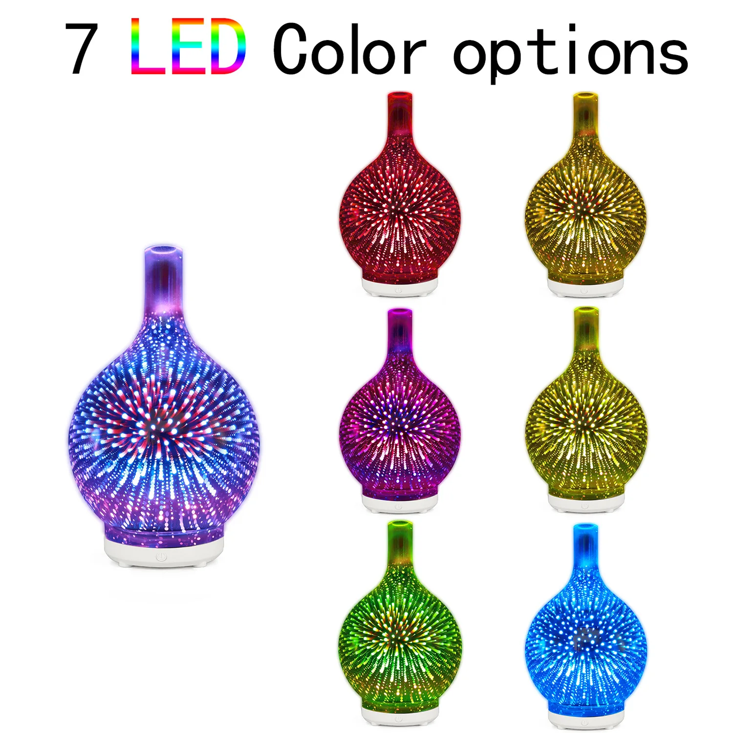 3D lamp glass 100ML diffuseur de parfum LED firework Light mini evaporative personal space air humidifier usb aroma oil diffuser
