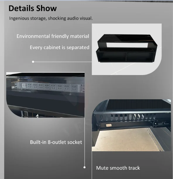 120inch ALR Floor Rising motorized screen Combo Automatic TV Cabinet for UST laser projector