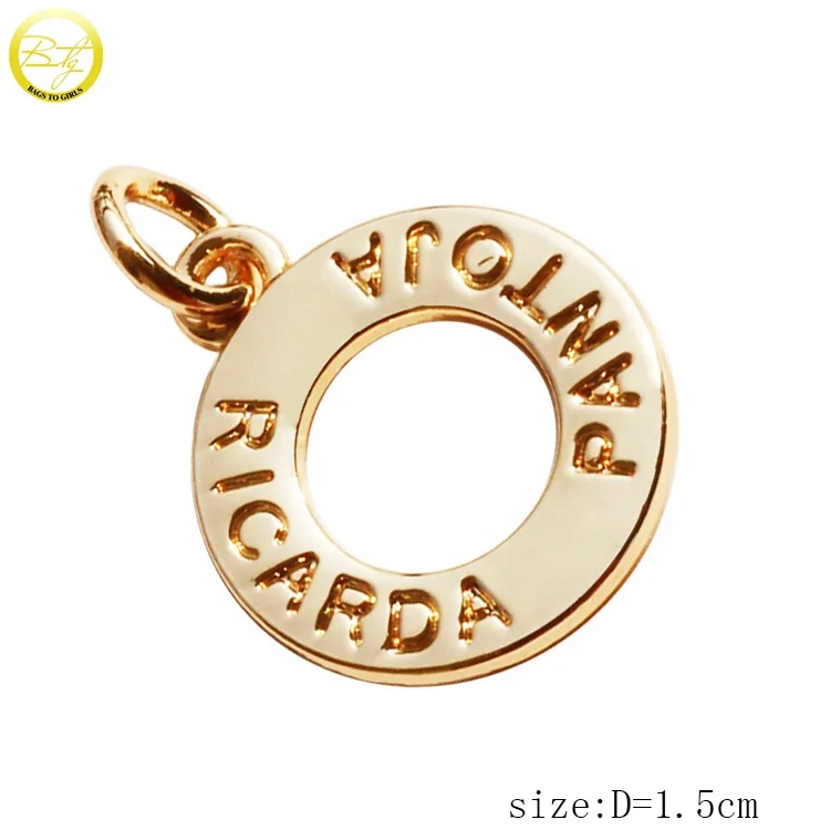 Custom cheap necklace circle tags accessory hollowing gold name metal dog tags pendant with rings