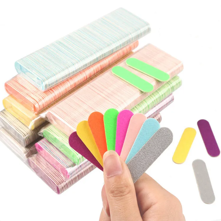 100Pcs/Lot Double Side Nail Polish Sanding Disposable Mini Wooden Nail File Buffer Strips Grinding Polishing Manicure Care Tools